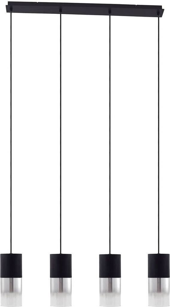 Lindby Hängeleuchte Svante, 4-flg., schwarz, Glas, 85 cm