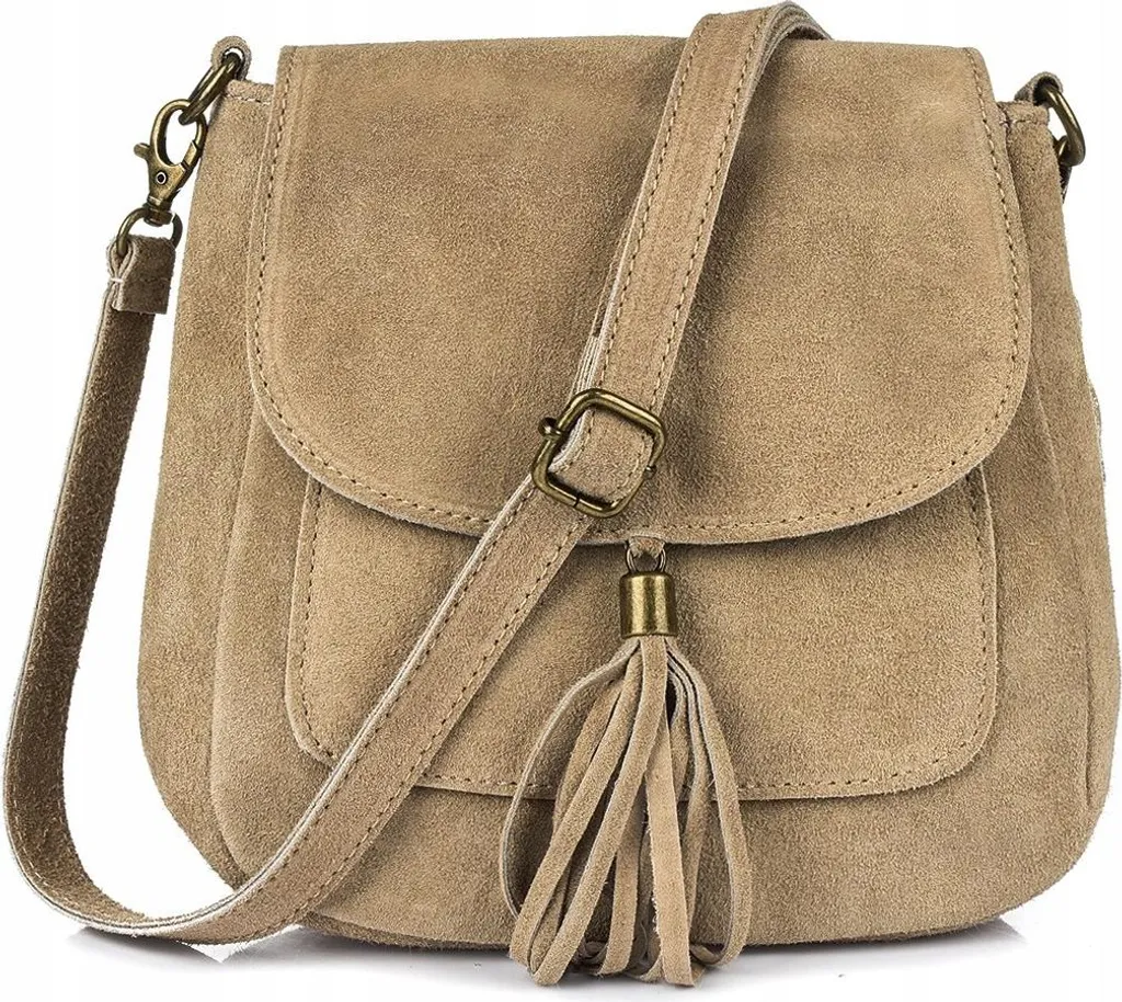 Borsa a Tracolla Pelle Scamosciata Retrò - Look Boho Vintage Donna