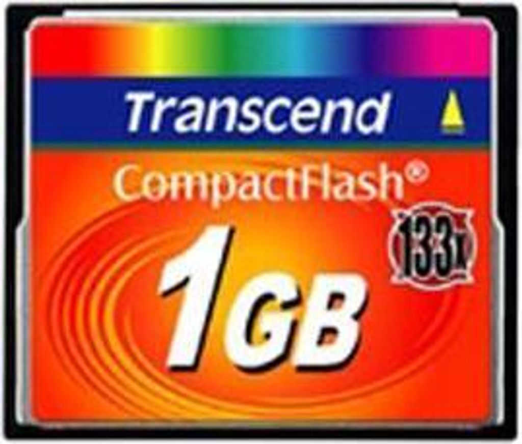 Transcend TS1GCF133 133X CompactFlash, 1 GB. Productafbeelding 