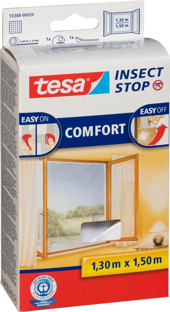 Tesa Fliegengitter Fenster 1,3x1,5m weiß 55388 Produktbild 