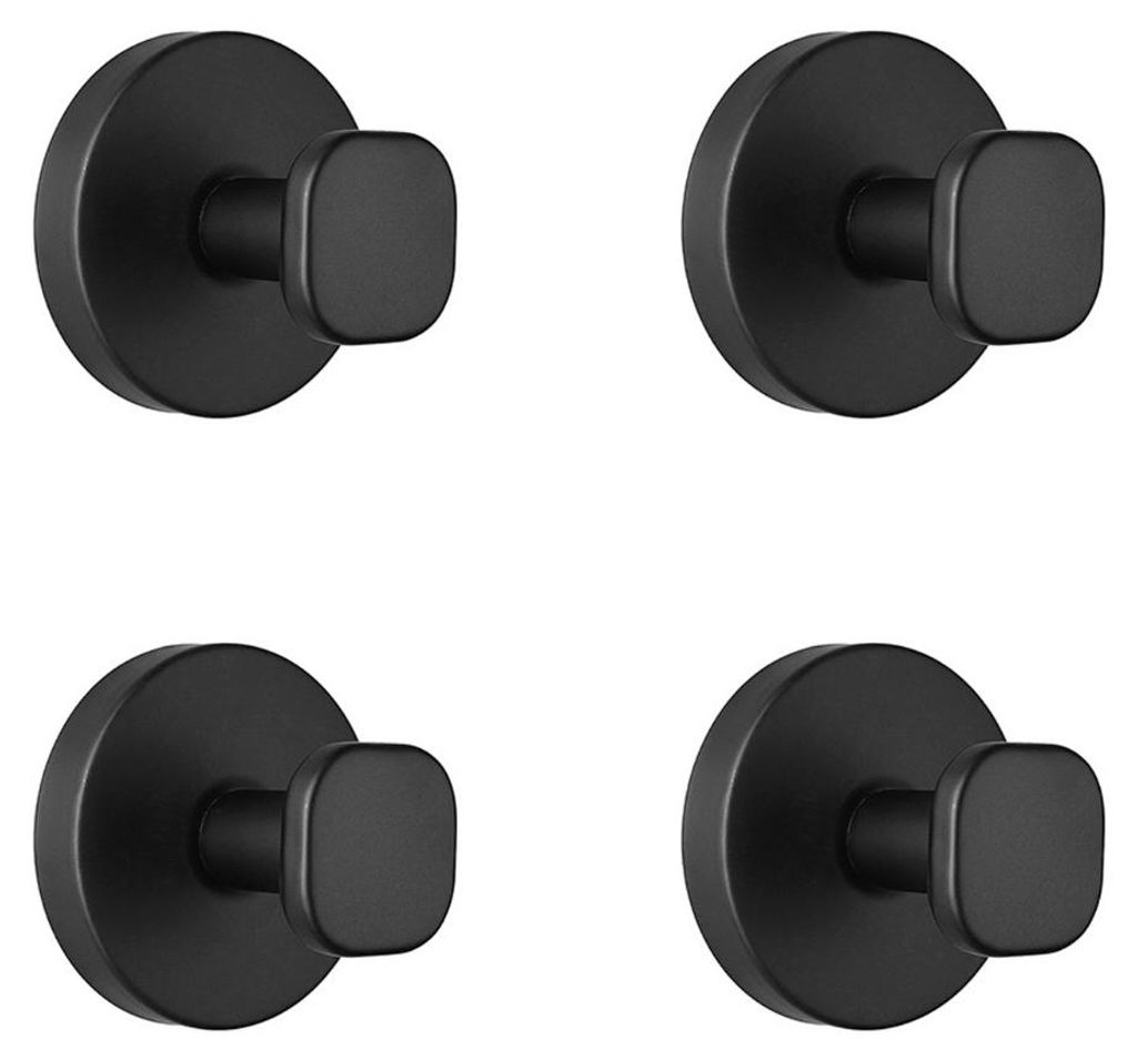 INF Edelstahl Saugnapfhaken 5.9cm x 5.8cm wasserfest für Bad Küche 4er Schwarz