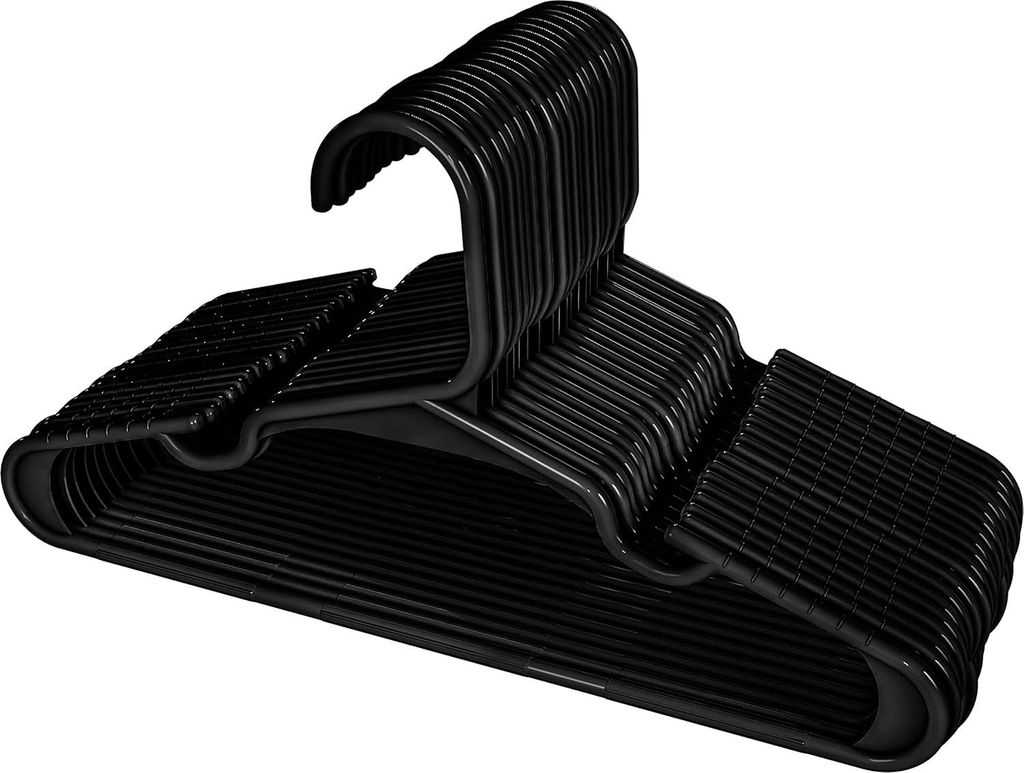 Kleiderbügel aus Kunststoff für Kinderkleidung (40 Stück, schwarz) - Nachhaltig und dünn für das Kinderzimmer und den Schrank