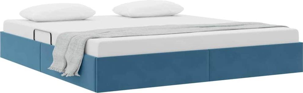 vidaXL Aufbewahrungsbett mit Kopfteil Dunkelblau 180 x 200 cm Samt