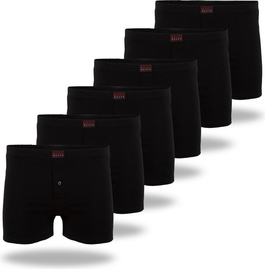 TEXEMP Herren Boxershorts Baumwolle 6er Pack Unterwäsche Short Boxer Unterhose Retro Schwarz | B193 - 6Xl - 6 Stück