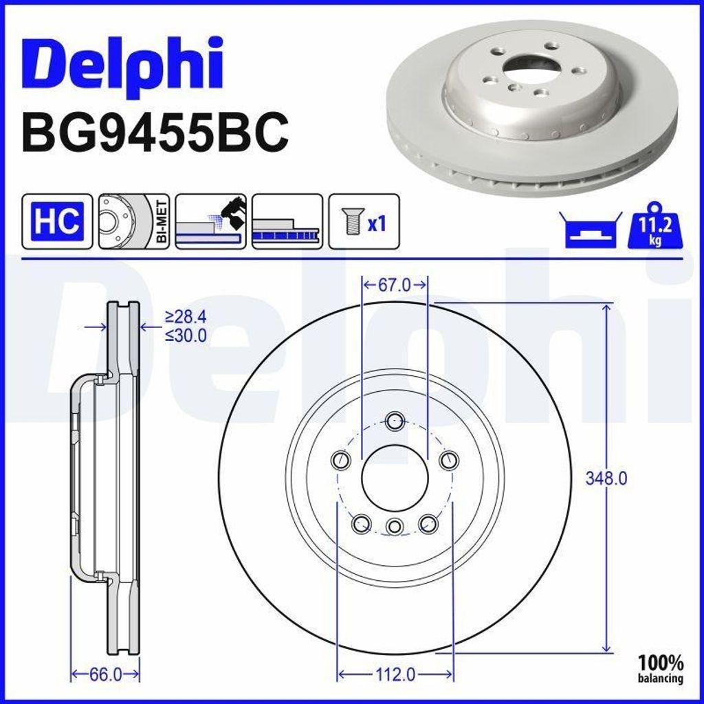 DELPHI Bremsscheibe für BMW 3 Touring (G21) 348mm BG9455BC