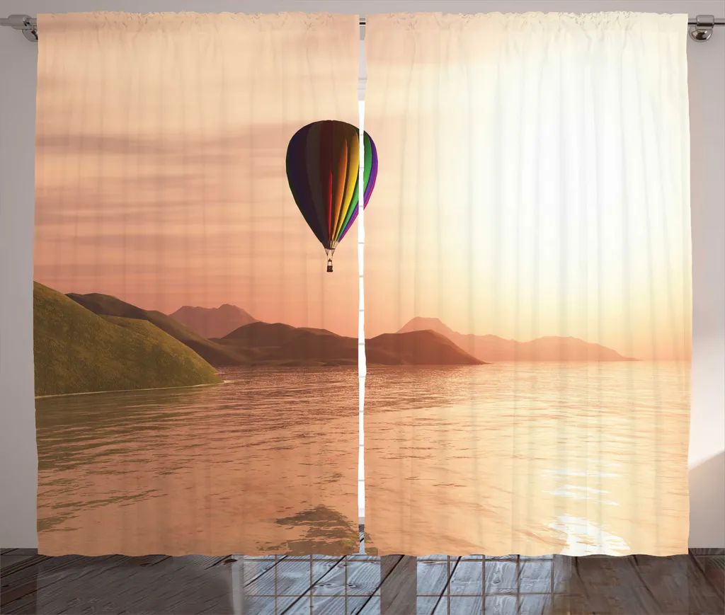 Rideau à fronces ABAKUHAUS Ballon à air chaud paysage 280 x 225 cm