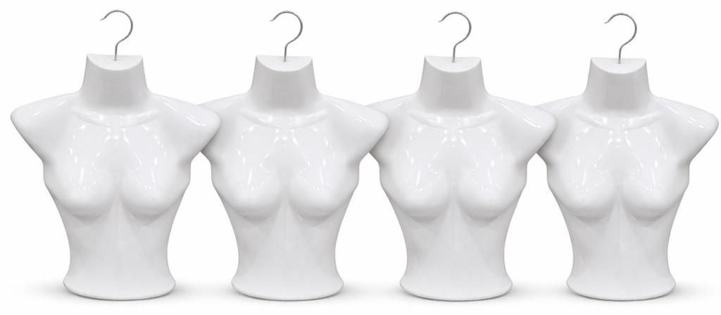 Zestaw 4 sztuk: damskie manekiny półtorso, białe – manekiny Zdjęcie produktu 