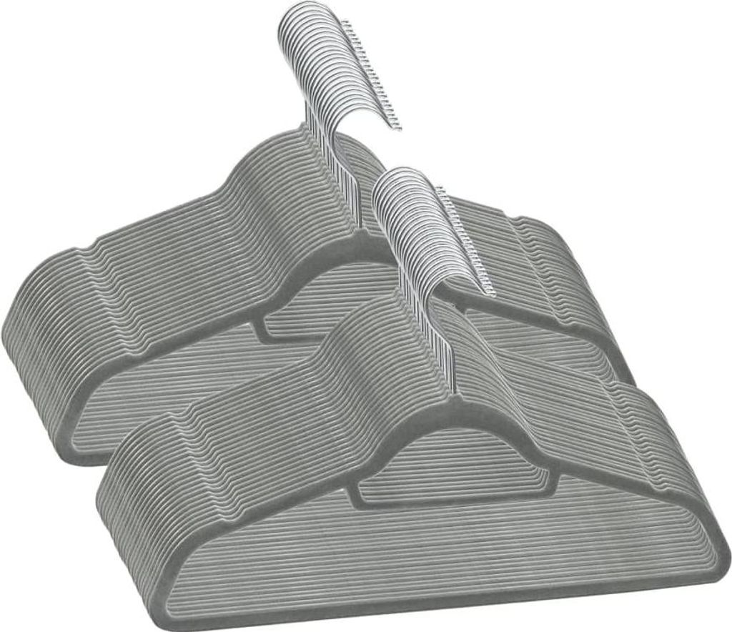 vidaXL 50 Stk. Kleiderbügel-Set Anti-Rutsch Grau Samt