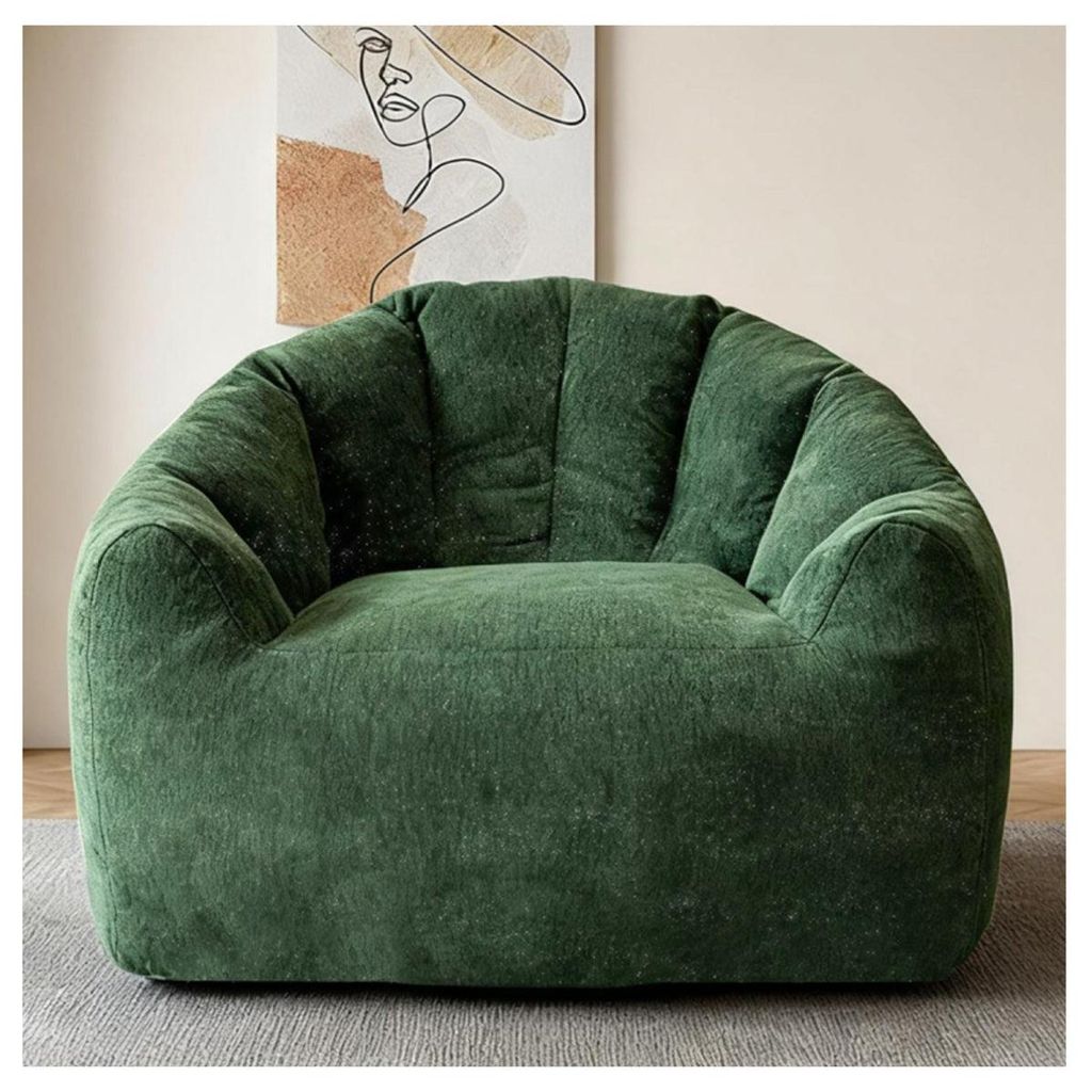 Ergonomic Round-Shaped Bean Bag Chair with Full-Body Contouring for Versatile Home Relaxation and Comfort