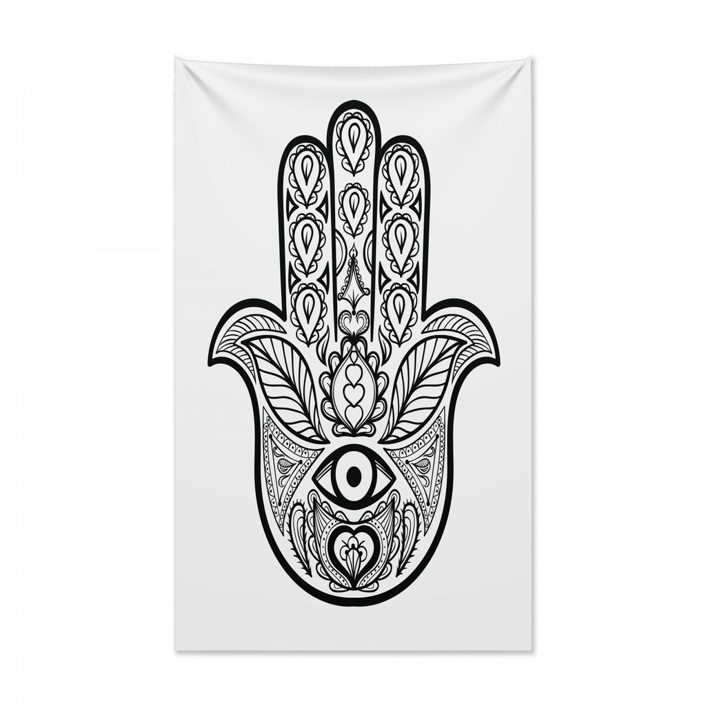Abakuhaus Hamsa Wandteppich und Tagesdecke, Natur Tribal Boho Kunst aus Weiches Mikrofaser Stoff Kein Verblassen Klare Farben Waschbar, 140 x 230 c...