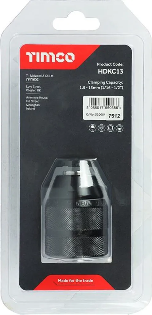 Mandrin auto-serrant 13mm Timco pour perceuse à colonne et portative