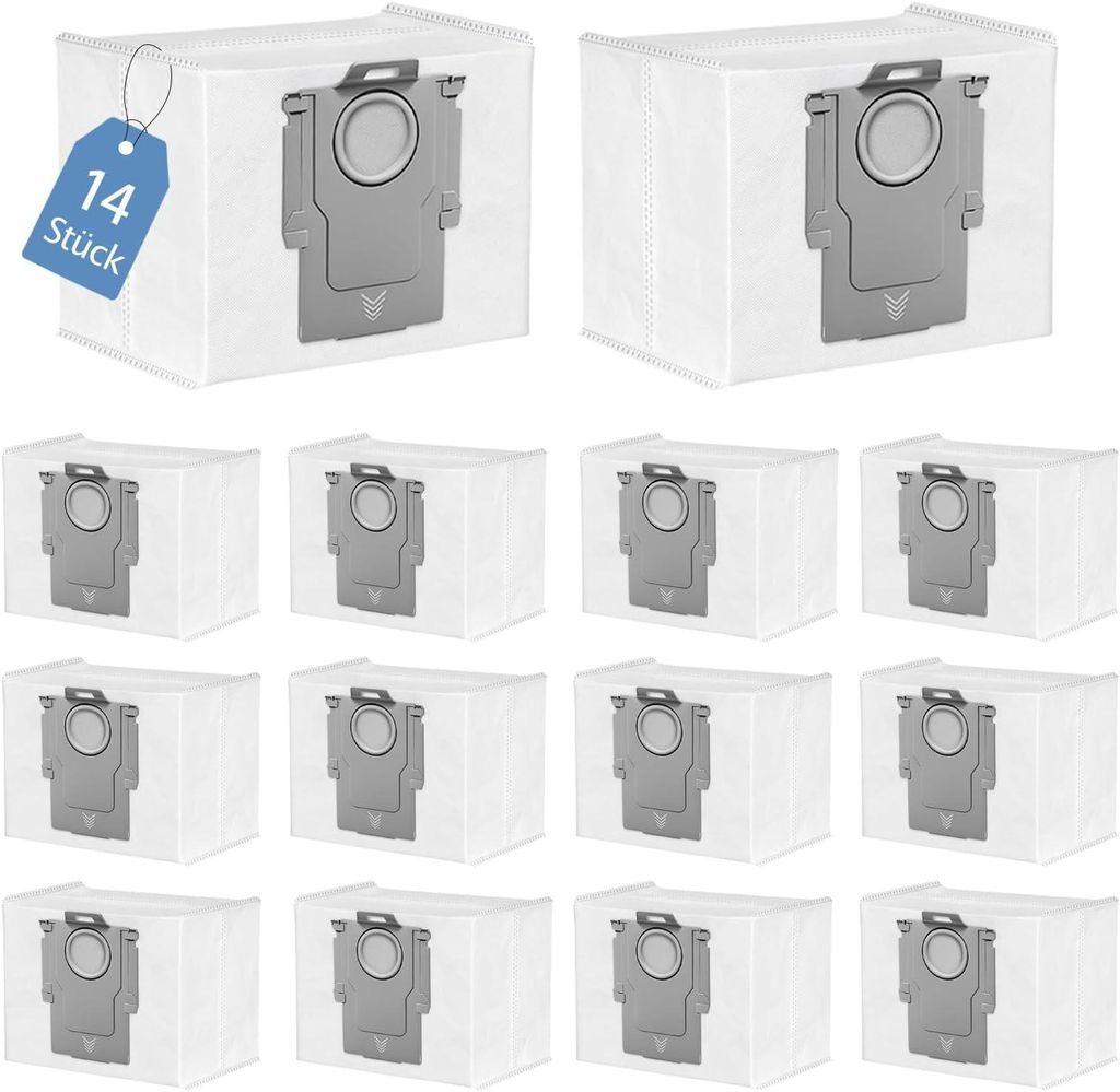 14 Stück Staubbeutel für Roborock S7 MaxV Ultra/Q8 Max+/Q10 S5+/Q7 L5+/Q5+/Q5 Pro+/Q5 Max +/S7 Pro Ultra/Q10 X5+/S8+/S8 Pro Ultra/Q7+/Q7 Max+, 3L...