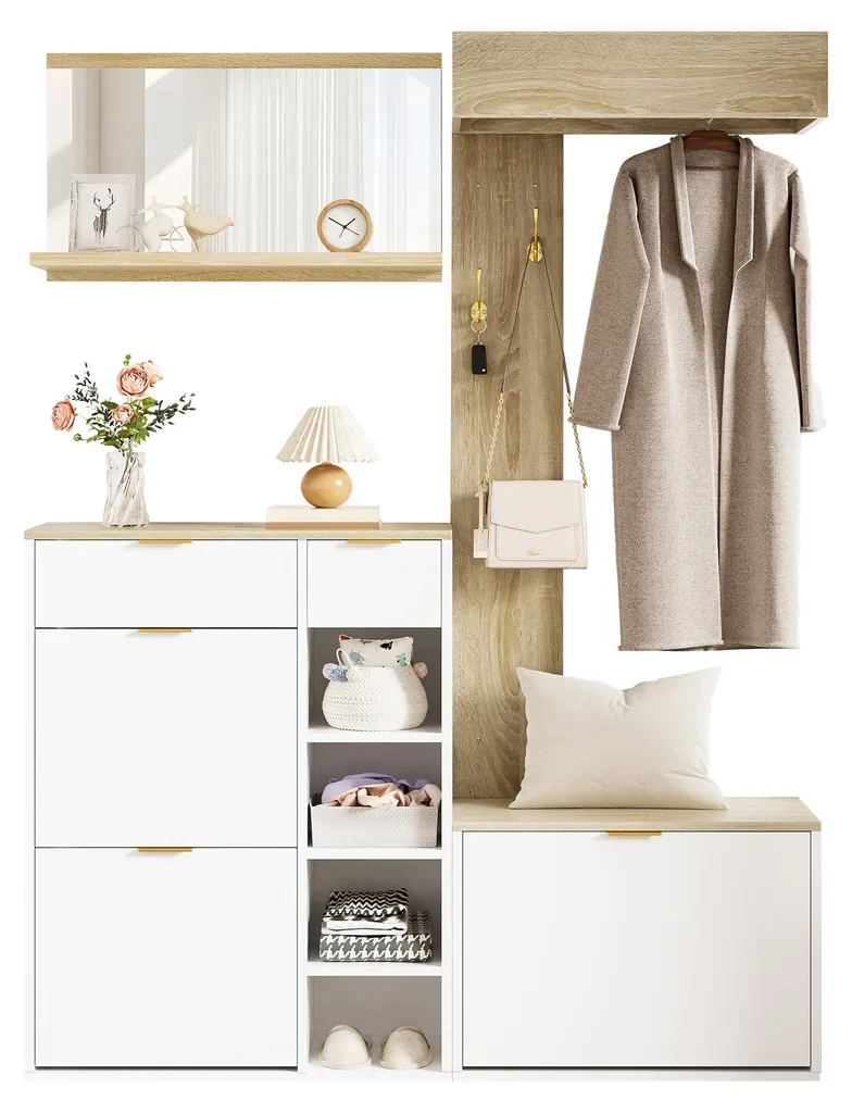 Aménager une entrée étroite avec ce kit de rangement complet blanc - 9