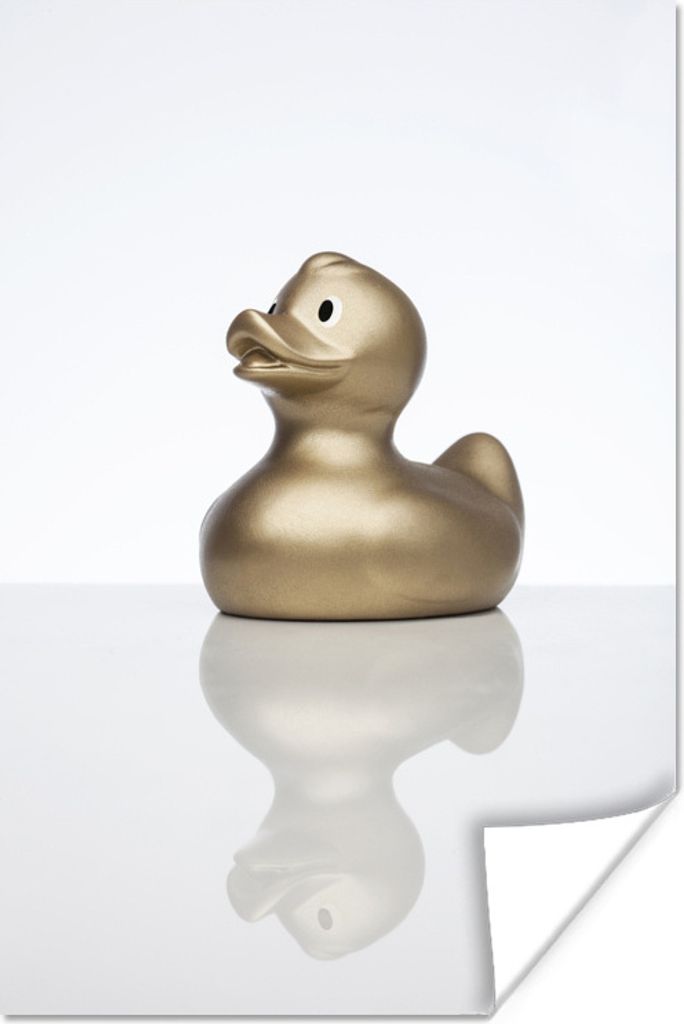 MuchoWow Poster Gummi-Ente - Gold - Weiß 80x120 cm - Papierdruck