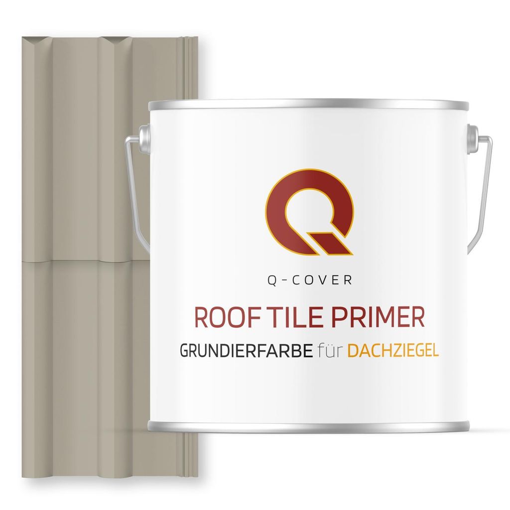 Grundierfarbe für Dachziegel Kieselgrau RAL 7032 5 L | wetterfeste Dachbeschichtung | für Ziegel, Beton, Eternit | UV-beständig | Q-COVER