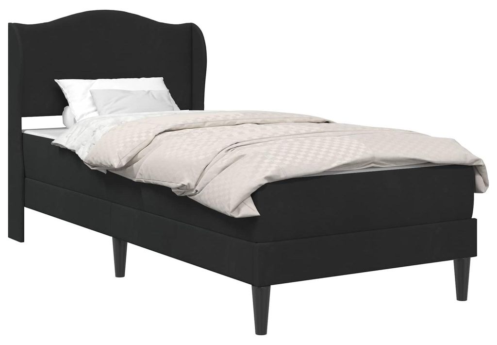 Bettrahmen mit Kopfteil Schwarz 90 x 190 cm Samt