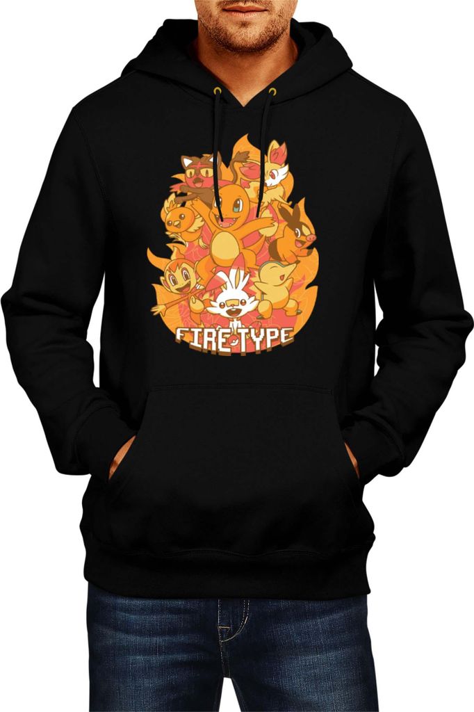 Herren Kapuzenpullover Japan Manga Anime Comics Pokemon 025, Man M / Schwarz