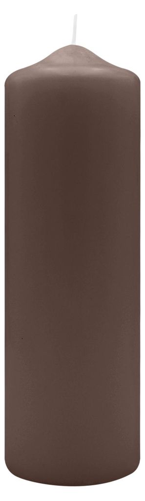 Spitzkopf Stumpen Kerzen Mocca 25 x Ø 8 cm, 6 Stück