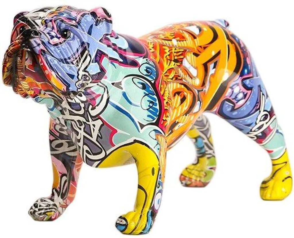Statuette de bouledogue décorative et multicolore - Objet d'art salon