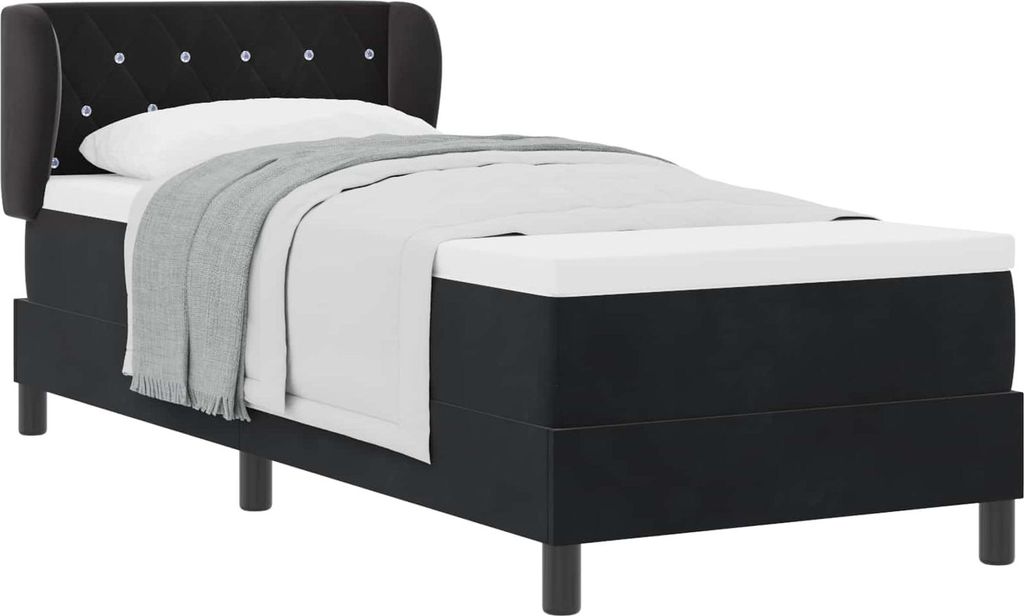 Boxspringbett mit Kopfteil Schwarz 80 x 200 cm Samt