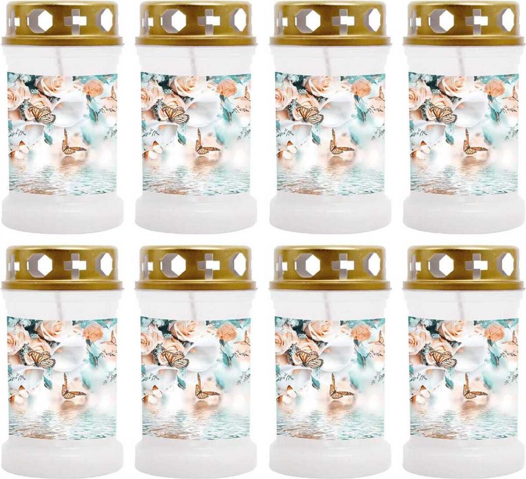 Grabkerze Weiß 8er Pack, Brenndauer: 40 Stunden ( je Kerze Produktbild 