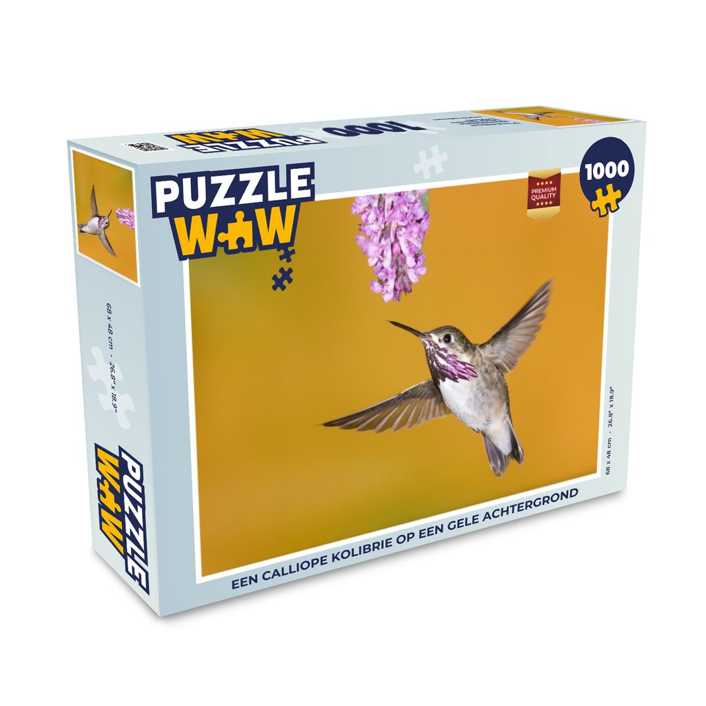 MuchoWow Puzzle 1000 Teile Kolibri - Blume - Gelb - Erwachsene - Rätsel