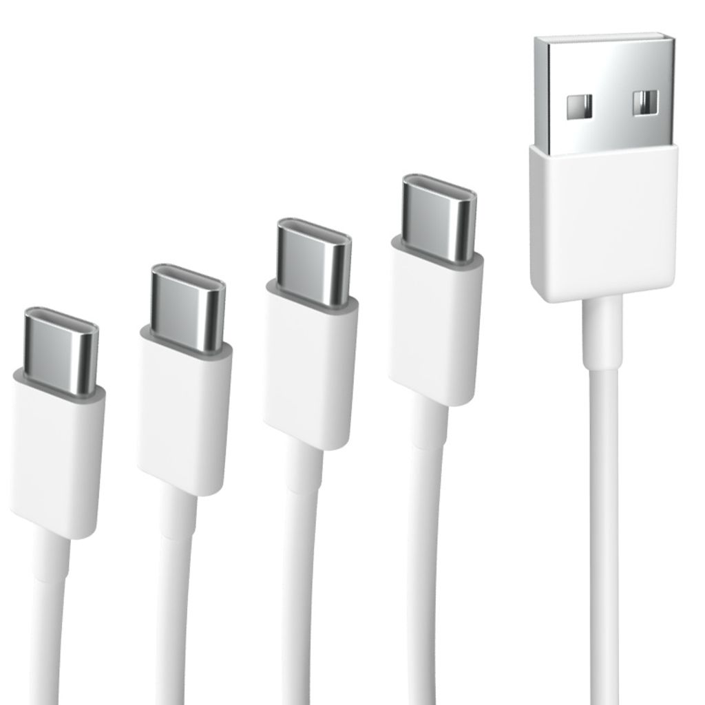 USB-C Ladekabel Bundle für Samsung Galaxy Xcover FieldPro 10cm + 1 m + 2 m + 3 m Weiß