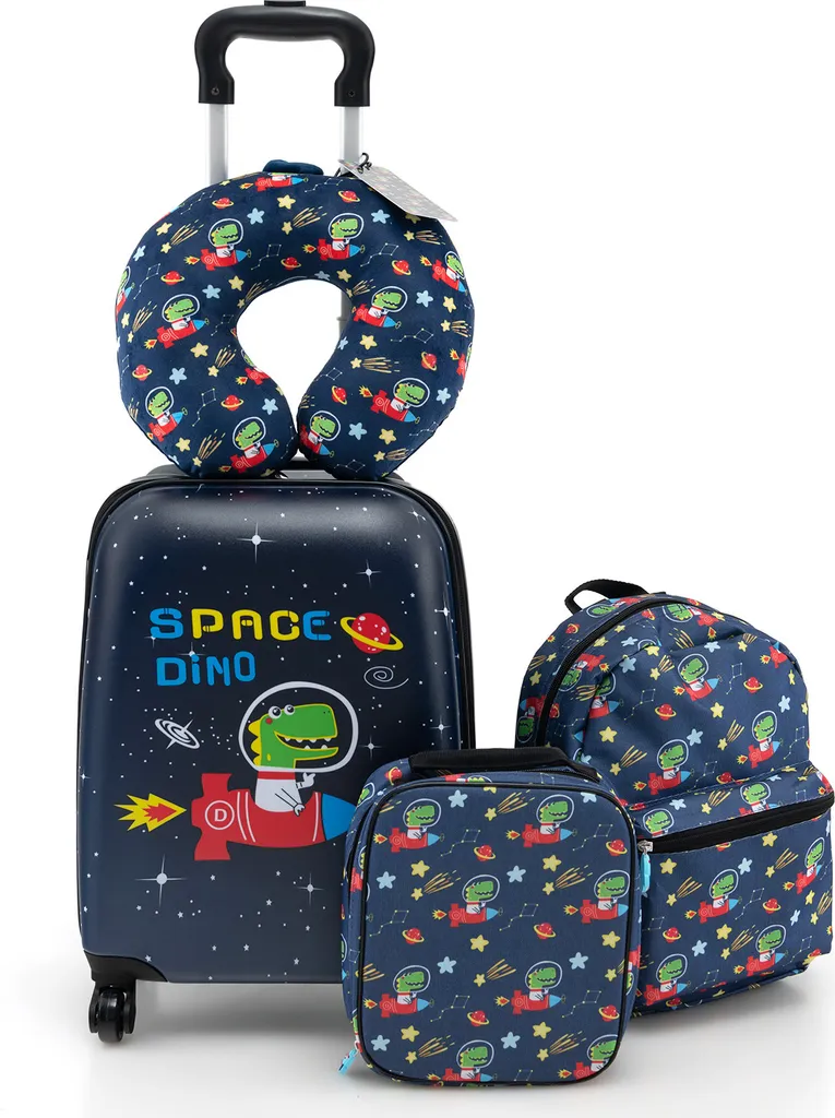 Bagage Cabine Enfant pour Avion avec Sac à Dos et Accessoires Voyage Noir