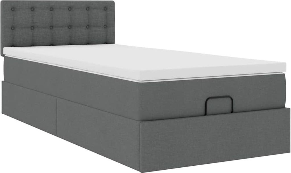 Ottoman-Bett mit Matratze Dunkelgrau 100x200 cm Stoff