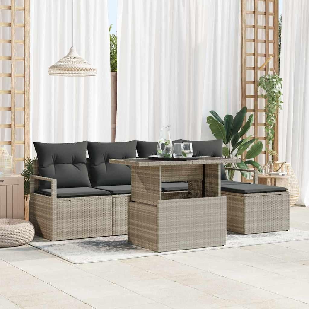 Möbel Garten-Sofa-Set mit Kissen 6 pcs Hellgrau - Gartensofas 3348808