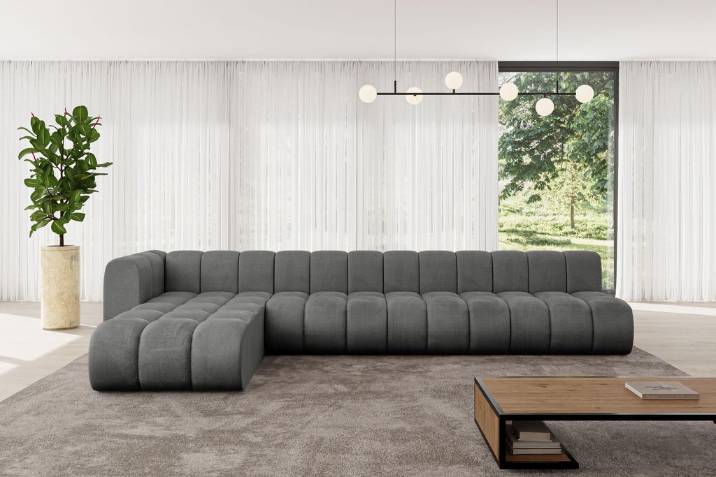 ALTDECOR Modulares Sofa Ecksofa in L-Form - Darnel-L3 - 387x177x70 cm Dunkelgrau - Corner modular Sofa Eckcouch Couch Wohnlandschaft Cauchsofa Bode...