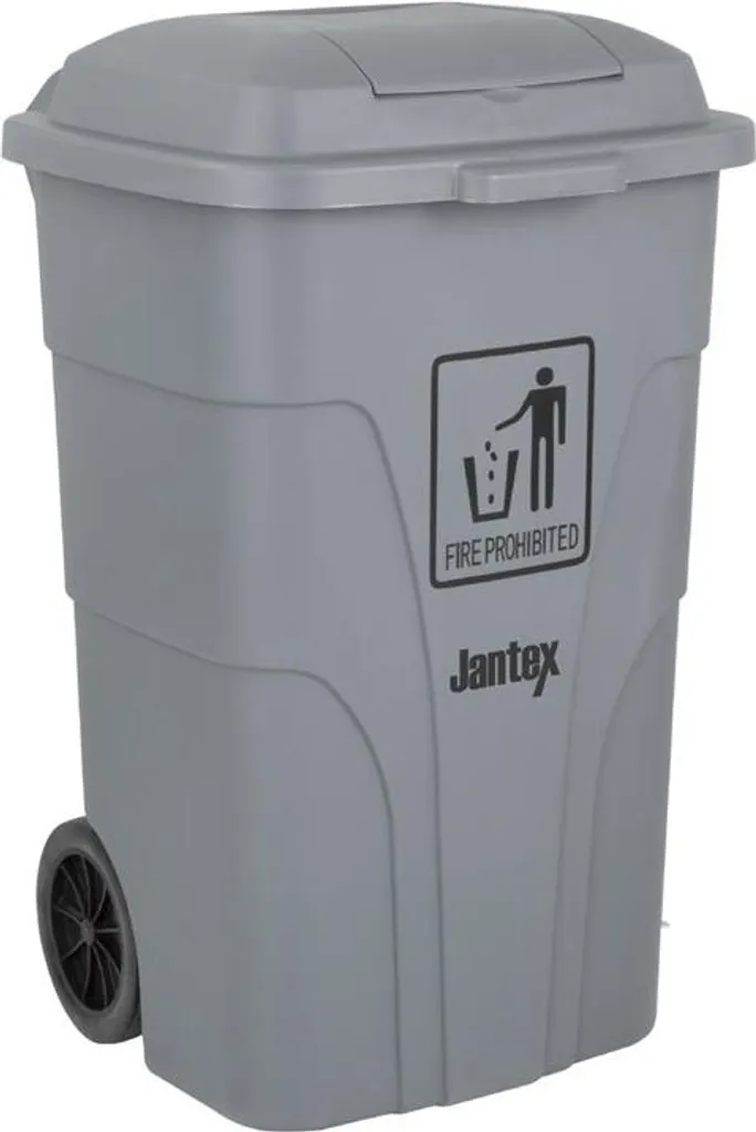 Collecteur de déchets 120L Jantex gris avec pédale d'ouverture souple