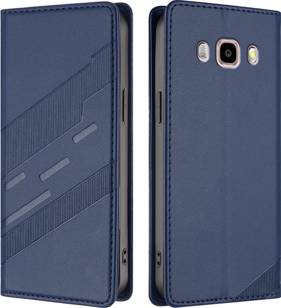 Hülle für Samsung Galaxy J7 2016, Kunstleder Brieftaschen Handyhülle mit Kartenfach und Standfunktion Blau