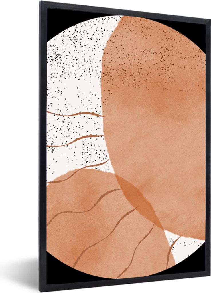 MuchoWow Gerahmtes Poster Terrakotta - Tupfen - Aquarellfarbe 60x90 cm - Poster mit Schwarzem Bilderrahmen Wandposter Rahmen Foto Bilder - Kunst