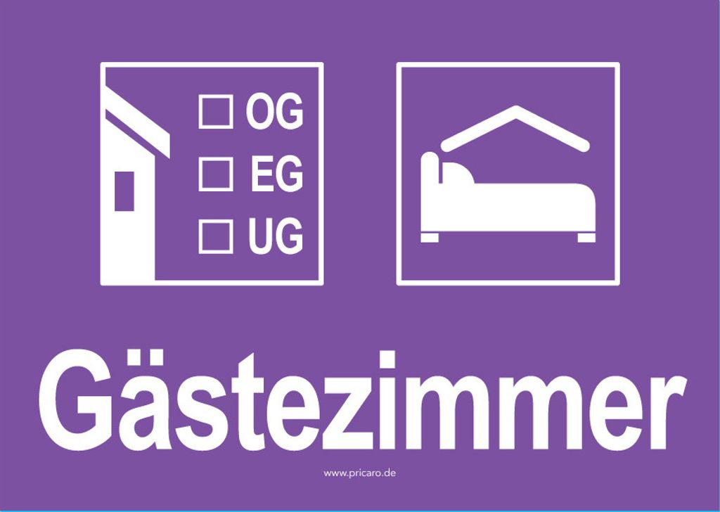 PRICARO Umzugsaufkleber "Gästezimmer" lila, A6, 15 Stück