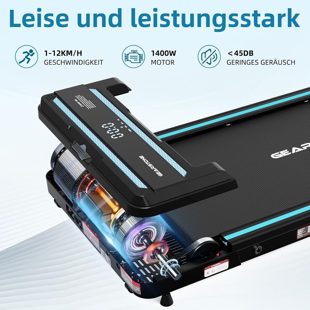 Běžecký pás GEARSTONE, skládací běžecký pás 2 v 1 1400W s Obrázek produktu 2