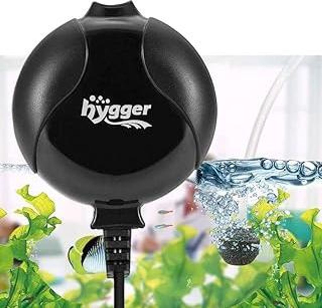 hygger Sauerstoffpumpe für Aquarium, Sehr Leise Aquarium Luftpumpe Geräusch niedriger als 33db 1.5W Leistungsstark Sauerstoffpumpe 420Ml/M Geeign...