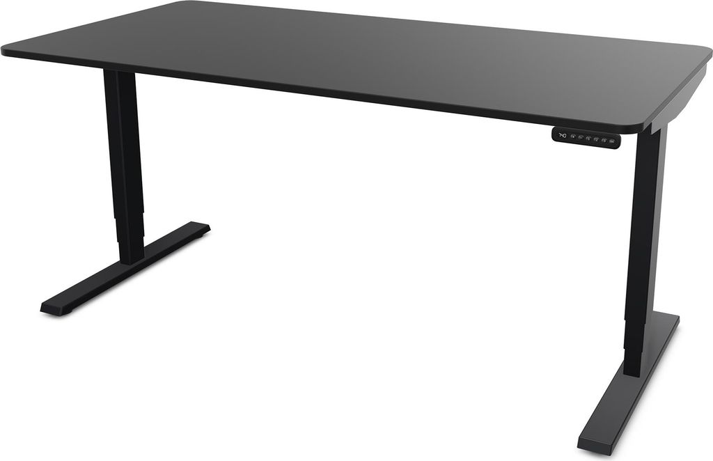 ASSMANN Elektrisch höhenverstellbarer Schreibtisch Y-Line Curved Schwarz Schwarz, 180x80cm, Memoryfunktion, 2-fach-Motorik
