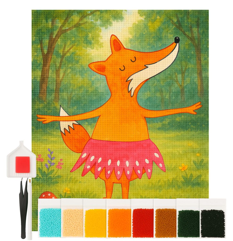 Mr. & Mrs. Panda diamant painting Fuchs Ballerina Design 40 x 50 cm Ohne Rahmen - Weiß - Geschenk, diamond bilder, Einladung, mosaik set, Geburtstag