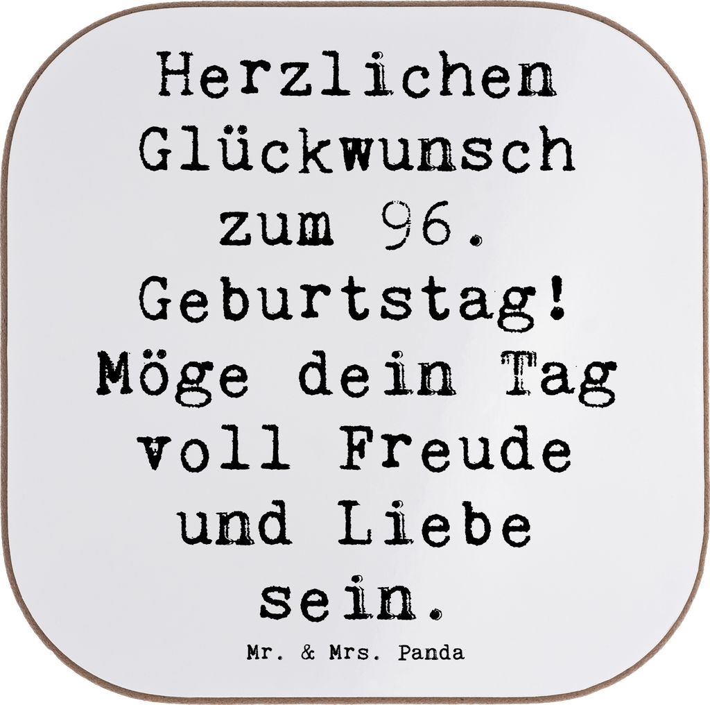 Mr. & Mrs. Panda Holzuntersetzer Spruch 96. Geburtstag Freude - Weiß - Geschenk, Jubiläum, großer, Untersetzer für Gläser, Alter, Coaster, Mei...