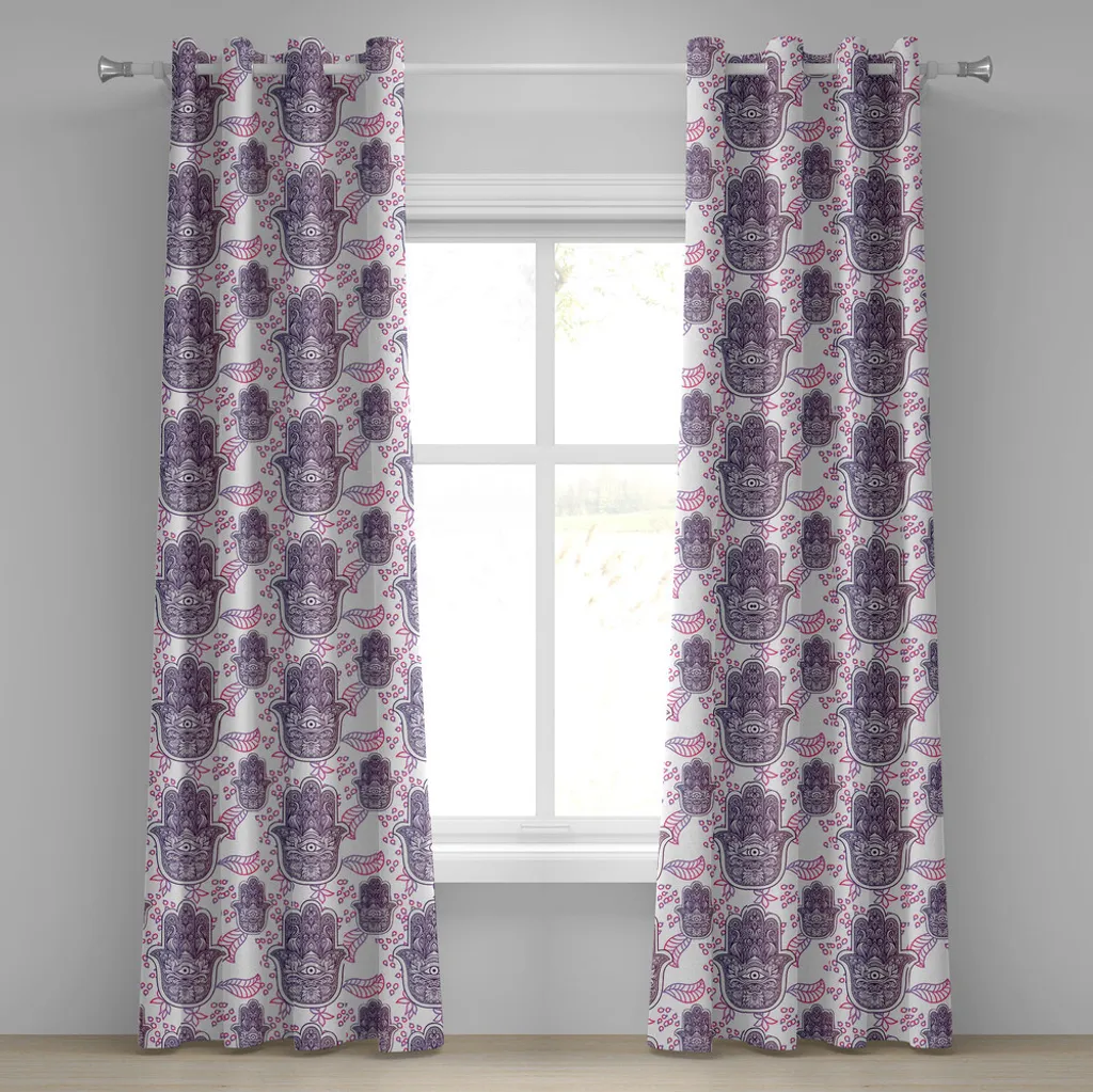 Rideau à œillets Hamsa ABAKUHAUS Rose et Lavande - 2 Panneaux 280x245 cm