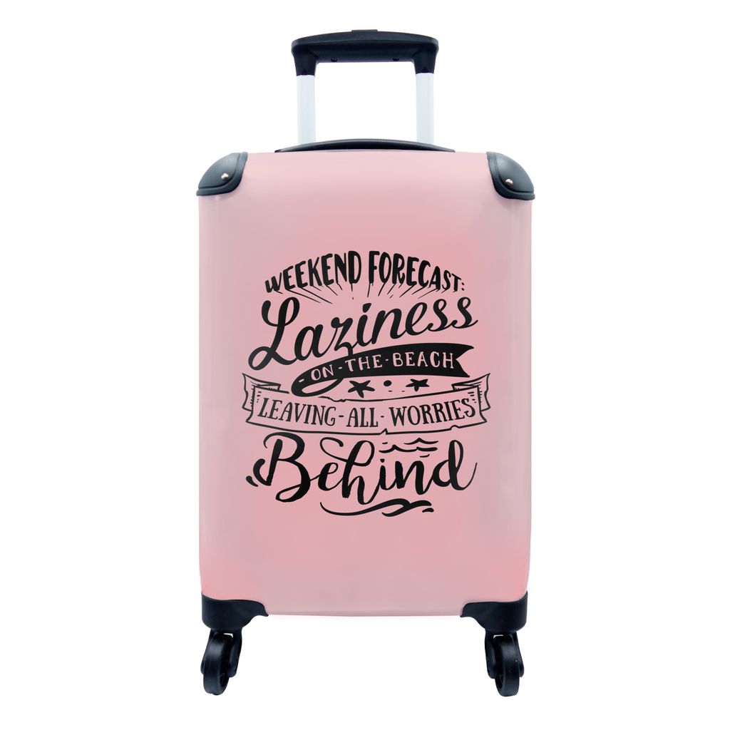 MuchoWow Koffer Handgepäck Trolley Rollkoffer Kleine Reisekoffer mit 4 Rollen - Sommer - Sprichwörter - Rosa - Seestern - Cabin Size < 55x40x23...