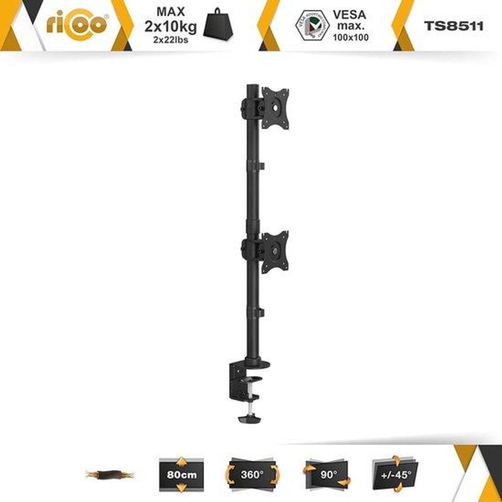 Doppelmonitorhalterung für über und nebeneinander - VESA Tischhalterung für 13-27 Zoll Monitore - Zwei Monitore Arm