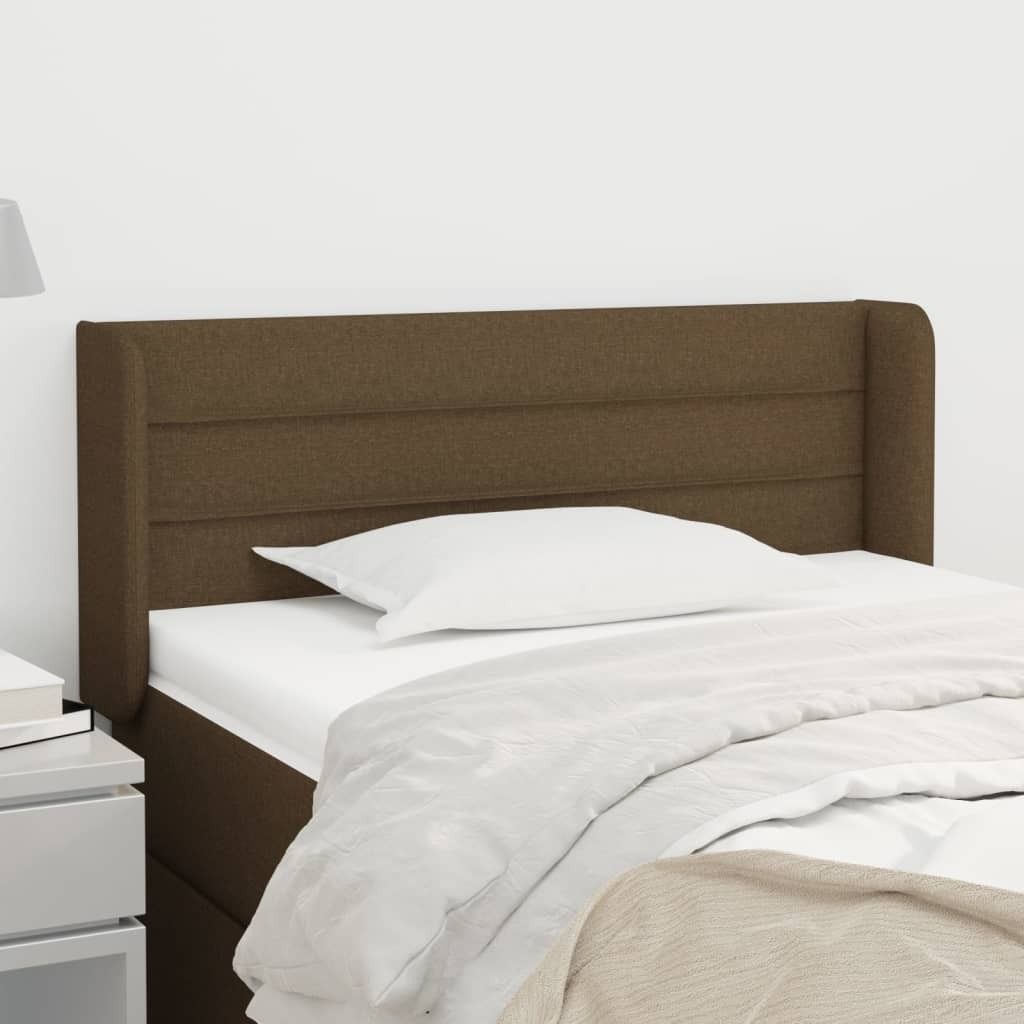The Living Store Kopfteil mit Ohren Dunkelbraun 83x16x78/88 cm Stoff