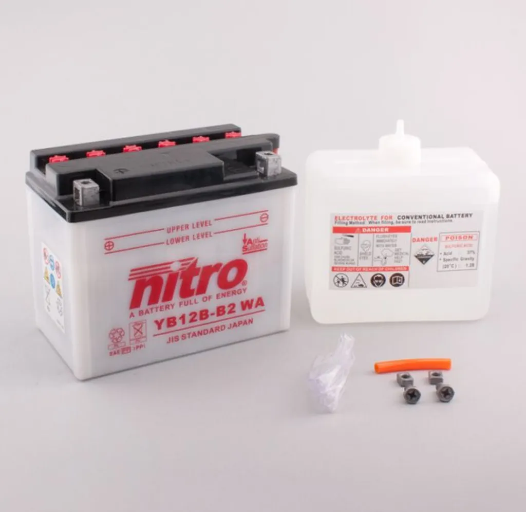 Batterie de démarrage moto Nitro YB12B-B2 12Ah 12V pour scooter et gros cube