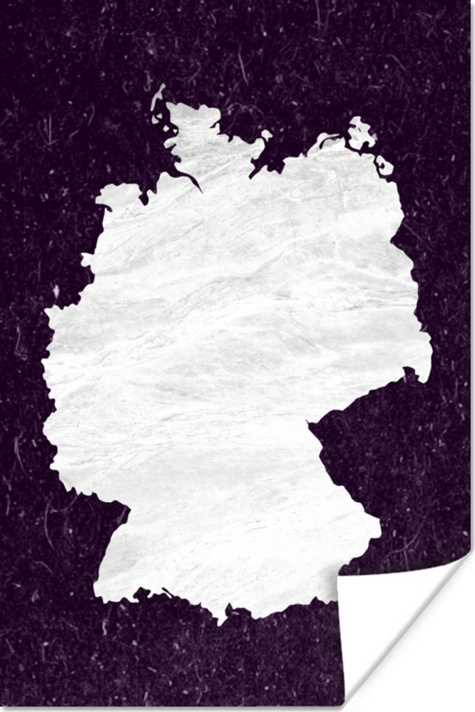 MuchoWow Poster Karte - Deutschland - Weiß 80x120 cm - Papierdruck