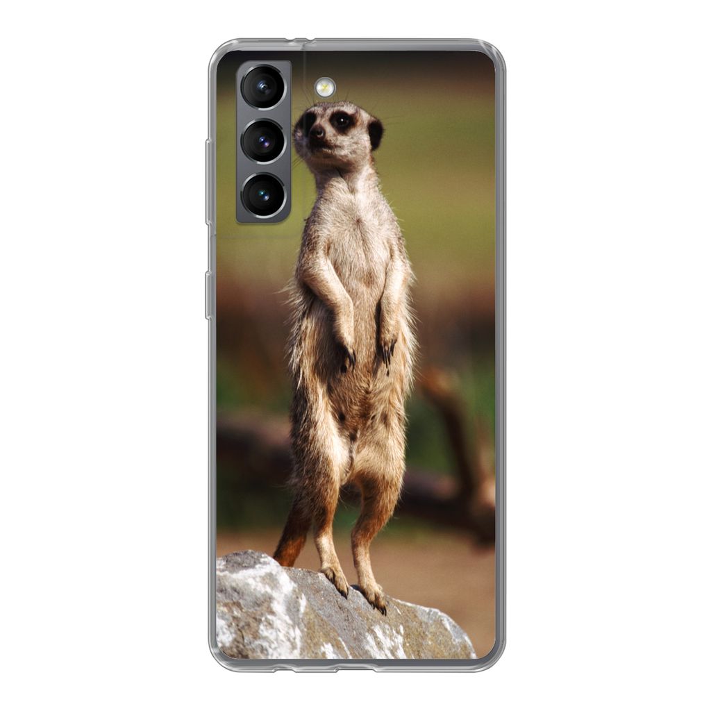 MuchoWow Handyhülle Schutzhülle Hülle für Samsung Galaxy S21 Erdmännchen - Tier - Spiel Silikon Softcase Handy Hülle - Softcase