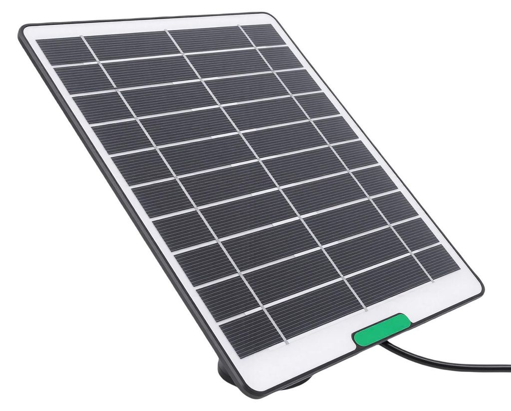 5 W, 5 V, Solarmodul aus monokristallinem Silizium, tragbares Solarmodul-Set für Kameras, Türklingeln und Sicherheitssysteme, schwarz