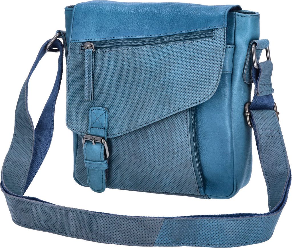 The Skandinavian Brand Damen Leder Schultertasche Blue : blau-60 Farbsortierung: blau-60