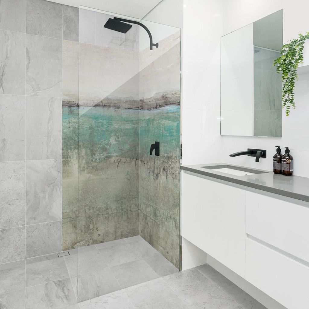 Duschrückwand originell selbstklebend - 0.35 mm Wandpaneel wasserfest Design türkis Abstrakt Badrückwand fugenlos Smart matt 110x200 cm